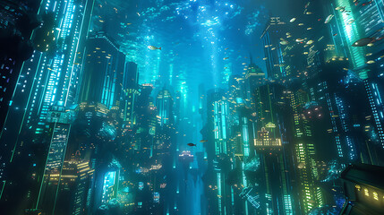 Obraz premium A cityscape with a river running through it