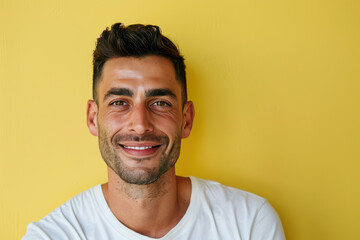 Obraz premium A close up portrait of a young man with a subtle smile