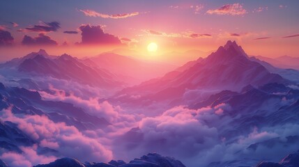 Majestic Mountain Sunset - Serene Twilight Landscape