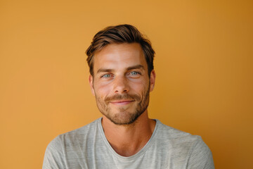 Obraz premium A close up portrait of a young man with a subtle smile