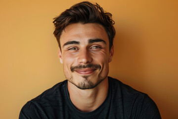 Obraz premium A close up portrait of a young man with a subtle smile