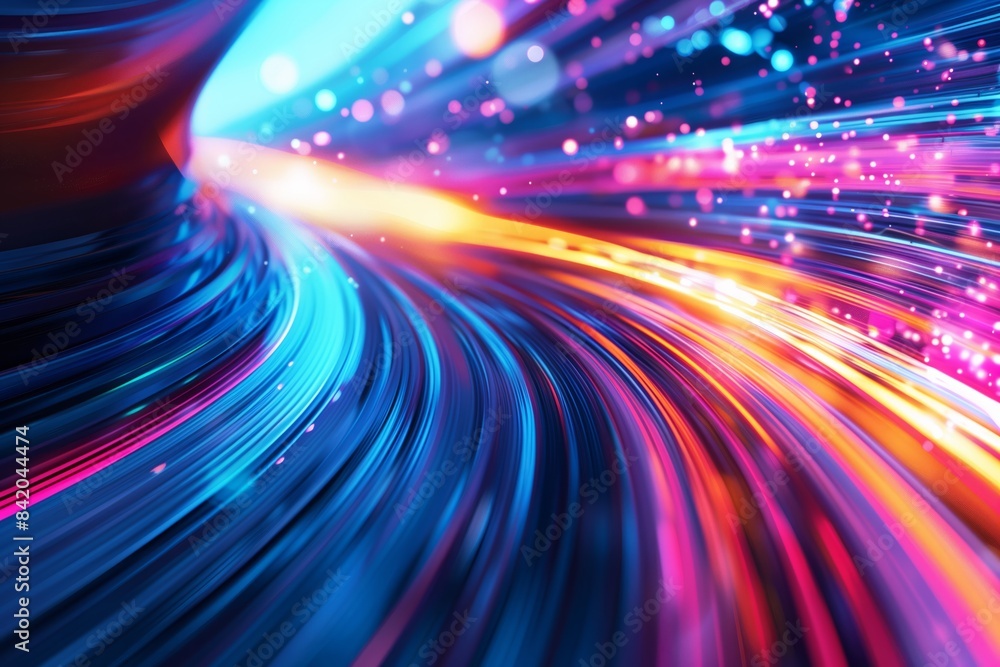 Poster energetic momentum, abstract motion with vibrant blurs and dynamic lines on colorful background, acc