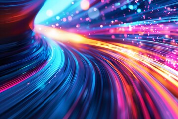 Energetic Momentum, Abstract Motion with Vibrant Blurs and Dynamic Lines on Colorful Background, Accelerating Towards the Future