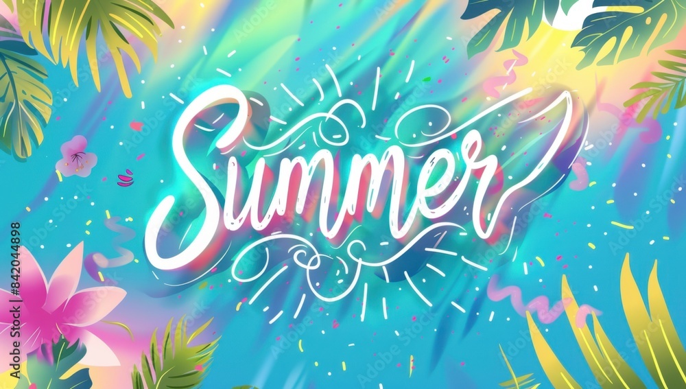Poster summer background with the word 