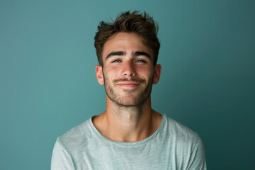 Fototapeta premium A close up portrait of a young man with a subtle smile
