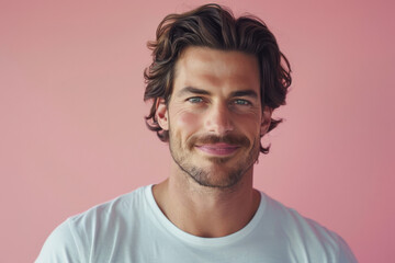 Fototapeta premium A close up portrait of a young man with a subtle smile