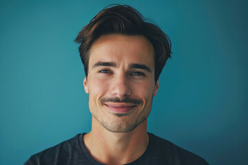 Fototapeta premium A close up portrait of a young man with a subtle smile