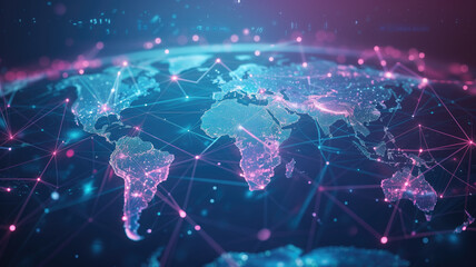 Obraz premium Global network connection. World map point and line composition concept of global business. Vector Illustration