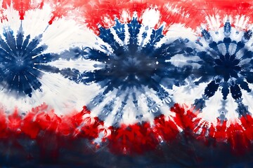 Patriotic abstract art with a fluid tie-dye pattern in red, white, and blue, ideal for contemporary Independence Day visuals.