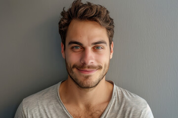 Fototapeta premium A close up portrait of a young man with a subtle smile