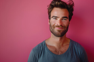 Obraz premium A close up portrait of a young man with a subtle smile