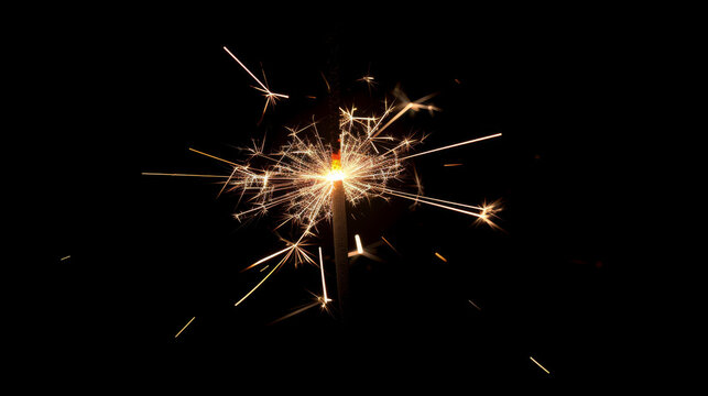 Sparkler burning in darkness, festive celebration concept