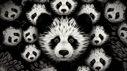 Fototapeta premium Abstract Image Pattern Background, Panda Bears, Texture, Wallpaper, Background, Cell Phone Cover and Screen, Smartphone, Computer, Laptop, 16:9 Format - PNG