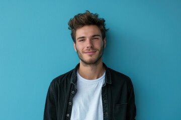 Obraz premium A close up portrait of a young man with a subtle smile