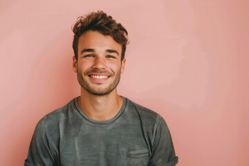 Obraz premium A close up portrait of a young man with a subtle smile
