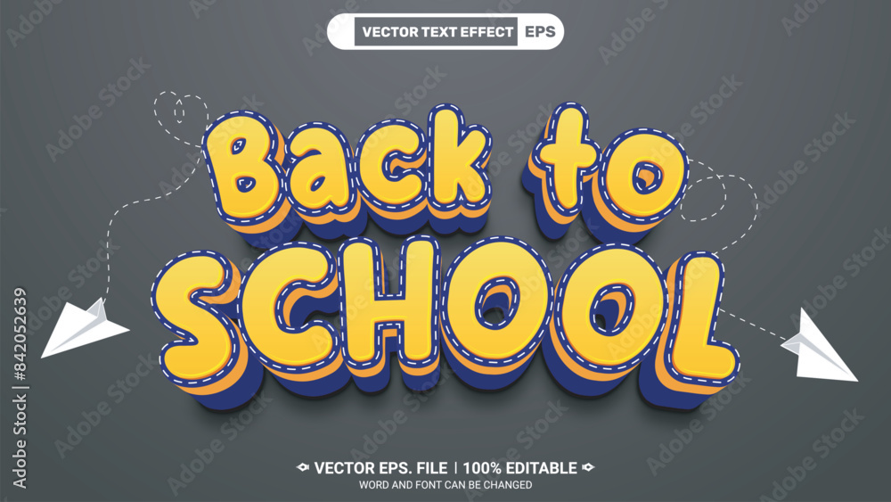 Poster simple and modern style back to school editable 3d vector text effect