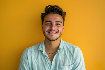 Fototapeta premium A close up portrait of a young man with a subtle smile