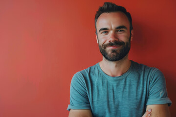 Fototapeta premium A close up portrait of a young man with a subtle smile