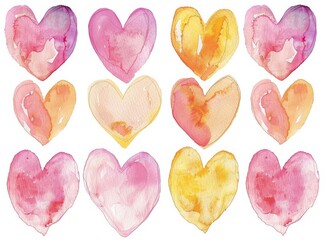 Watercolor hearts as backgorund 