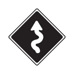 Winding road traffic sign icon vector illustration design template