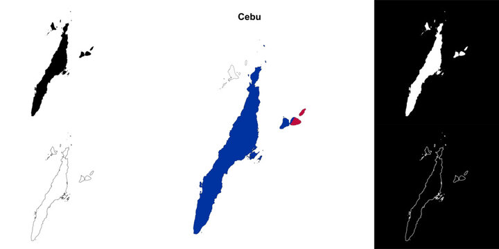 Cebu province outline map set