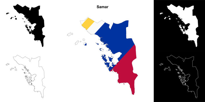 Samar province outline map set