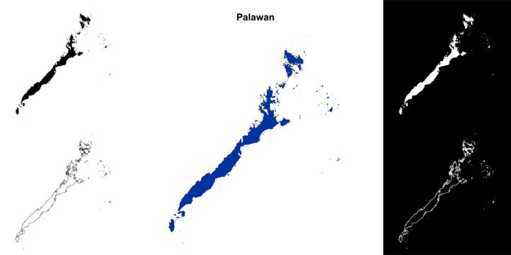 Palawan province outline map set