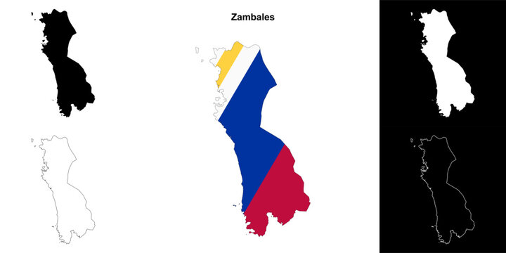 Zambales province outline map set