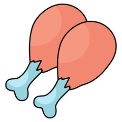 A colored design icon of chicken legs