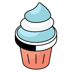 A colored design icon of ice cream cup 