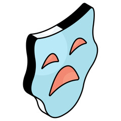 A flat design icon of theater mask
