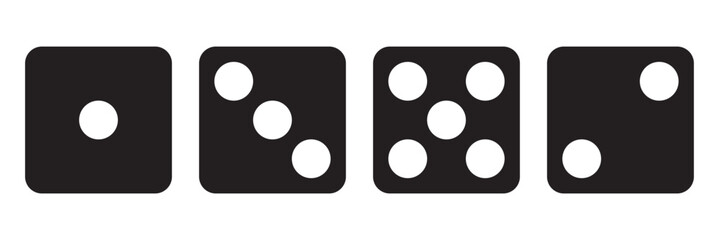Set of dice for board games in black and white color.