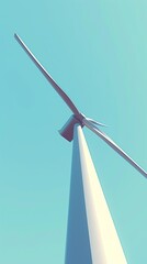 Modern wind turbine against clear blue sky, renewable energy concept