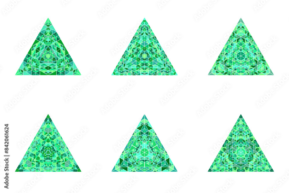 Poster ornate triangular pyramid logo template set - abstract geometrical vector design element