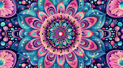 Psychedelic Radial Pattern with Vibrant Colors