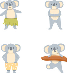 Koala icons set cartoon vector. Cute funny koala bear. Australian animal