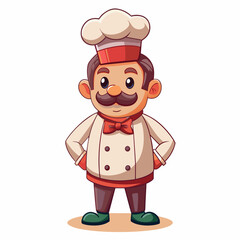 Mascot logo of cute chef white background