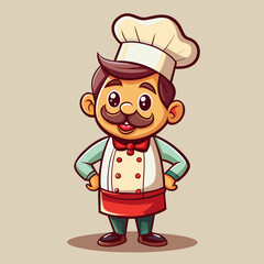 Mascot logo of cute chef white background