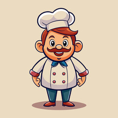 Mascot logo of cute chef white background