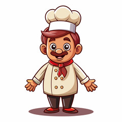 Mascot logo of cute chef white background