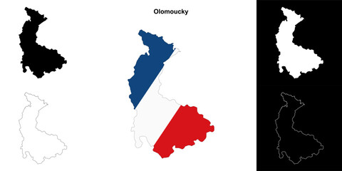 Olomoucky region outline map set