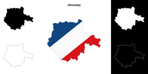 Fototapeta premium Jihocesky region outline map set