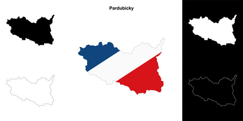 Pardubicky region outline map set
