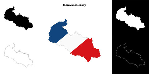 Moravskoslezsky region outline map set