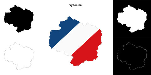Vysocina region outline map set