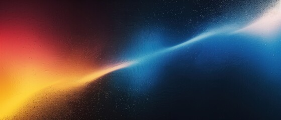 Fototapeta premium Grainy gradient background blue red yellow abstract glowing color wave black backdrop, noise texture banner poster header design 