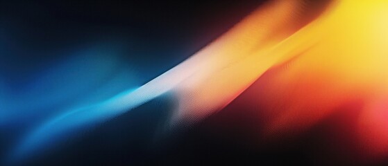 Obraz premium Grainy gradient background blue red yellow abstract glowing color wave black backdrop, noise texture banner poster header design 