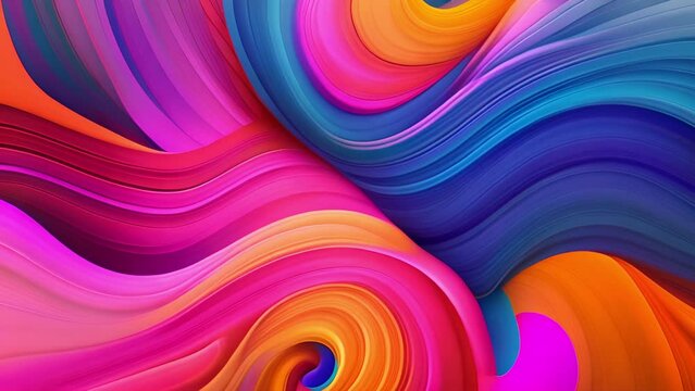 Colorful rainbow smooth stripes abstract tech motion graphic design. Rainbow wavy colors. Colorful stripes 4k 