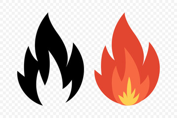 Vector Fire Flame Icon Set. Campfire Sign, Design Template. Bonfire, Isolated, Front View. Vector Illustration