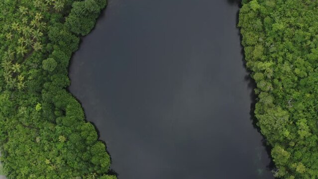Aerial video over lagoon danau moloku, in North Buton Indonesia